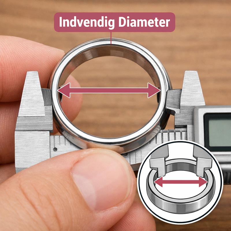 Visuel visning af indvendig diameter på en ring